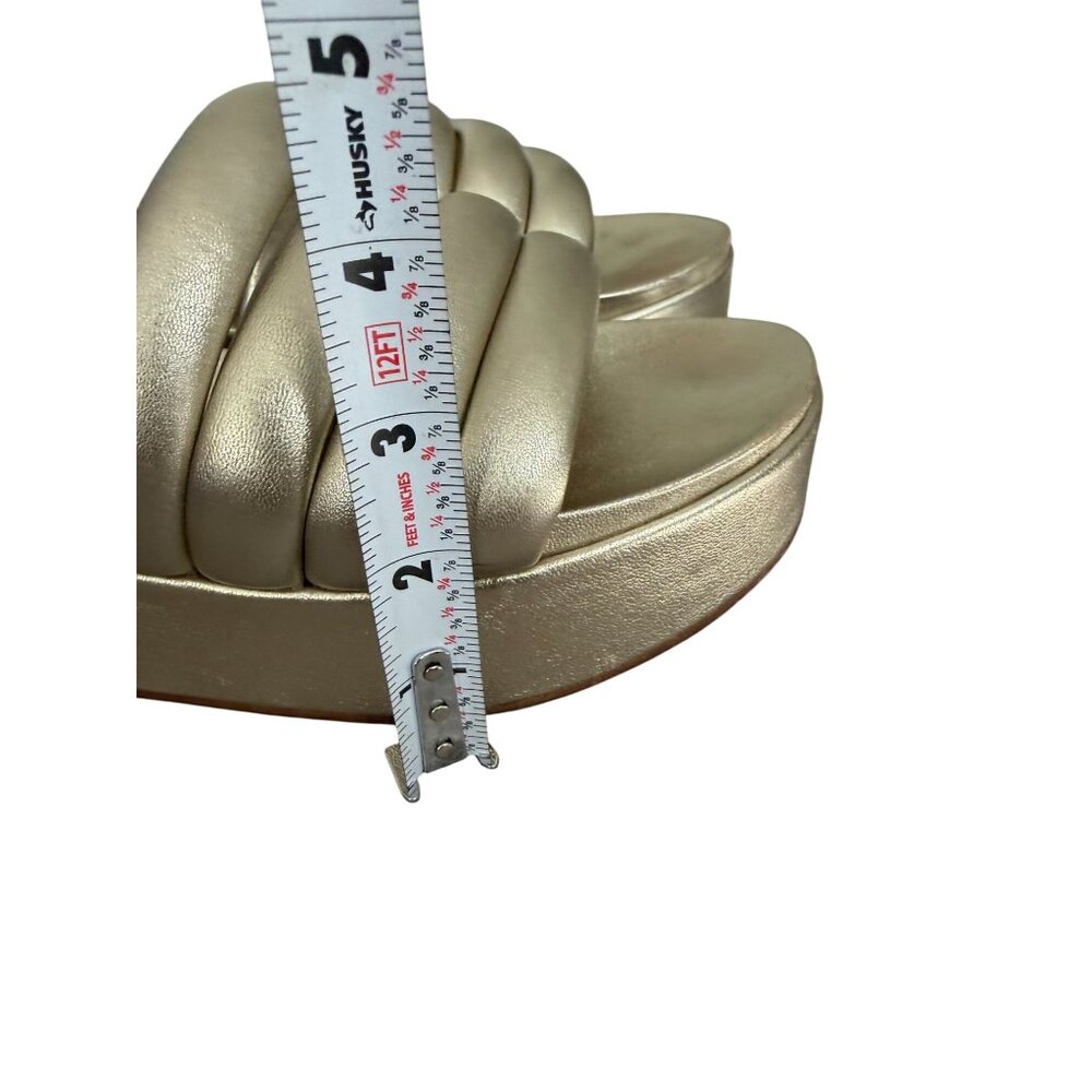 J SLIDES Gold Leather Platform Slides Sandals Siz… - image 6